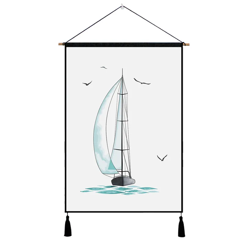 Парусник рыбные узоры гобелен Висячие Настенные хлопчатобумажные ткани