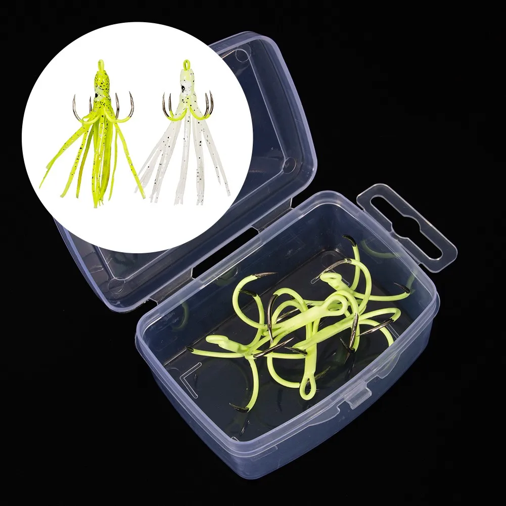 

5PCS Fishing Wobbler Jig Soft Bait Squid Luminous Barbed Fish Hook 16/18# Artificial Minnow Crankbait Fishing Accessories Lure