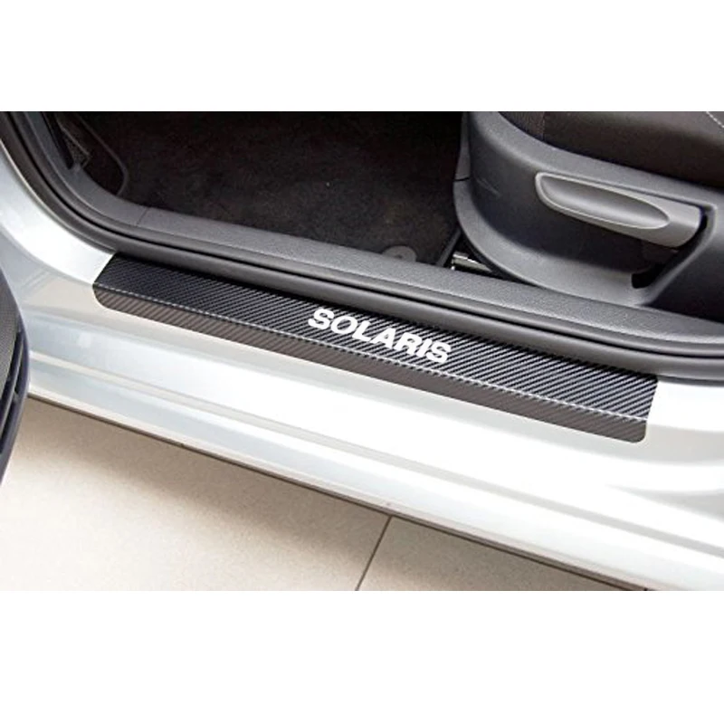 4 шт. виниловые наклейки из углеродного волокна Накладка на порог автомобиля для