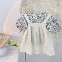 girls floral dress summer 2021 new style foreign girl baby sling summer child childrens suit summer dress