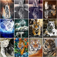 5d diamond painting tiger cat animal full round rhinestone picture embroidery sale diy mosaic painting christmas home decor gift