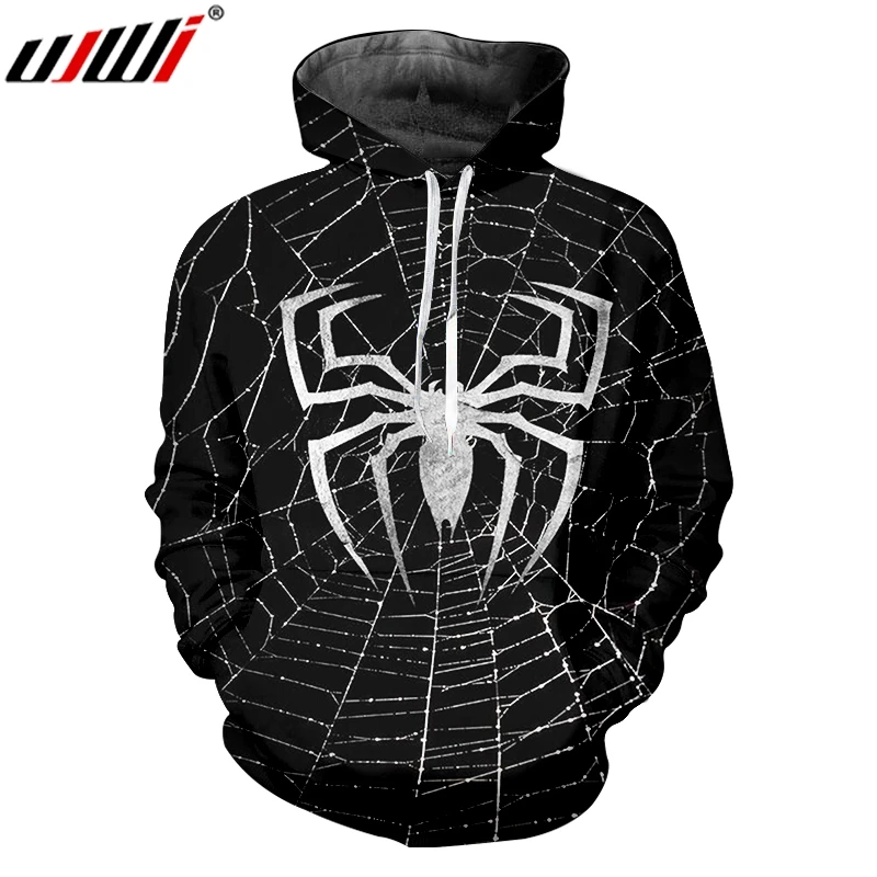 

UJWI 3D Full body print Big Size 5XL Mens Hoodies Animal New Man Pullover Printed Spider Web Clothing Free Shipping