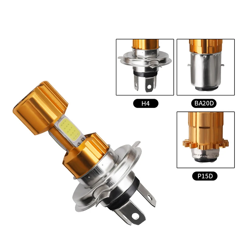 

H4 Motorcycle LED Headlight BA20D P15D 3 COB Motorcycle Bike Hi/Lo Beam Light Led Bulbs 2000LM Scooter Fog Lamp 6000K White 12V