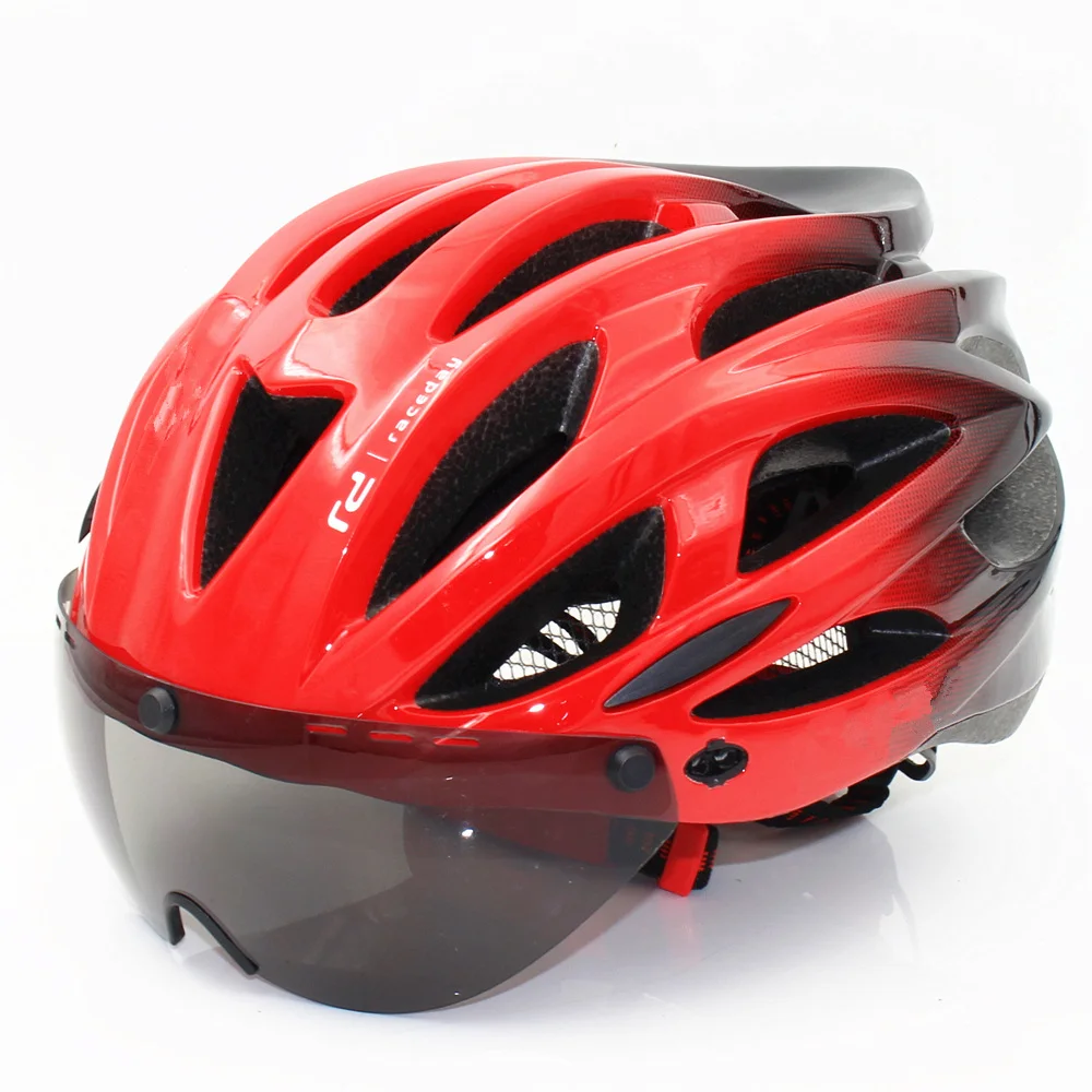 

raceday road riding bicycle men women bike helmet back light mountain road ciclismo cycling helmets safety cap lens