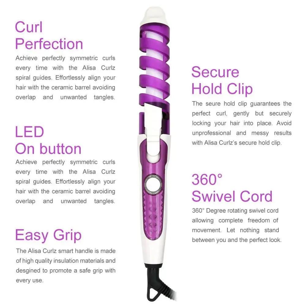 Электрические щипцы для завивки спиральных волос с керамическим покрытием