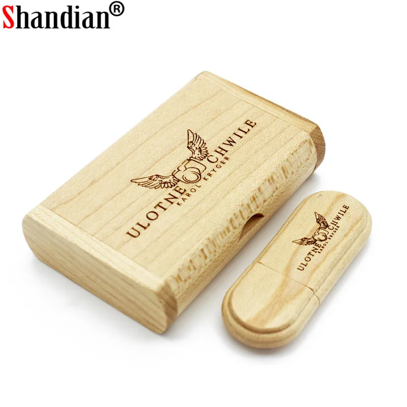 SHANDIAN (Бесплатный Пользовательский логотип) Деревянный usb + упаковочная коробка USB