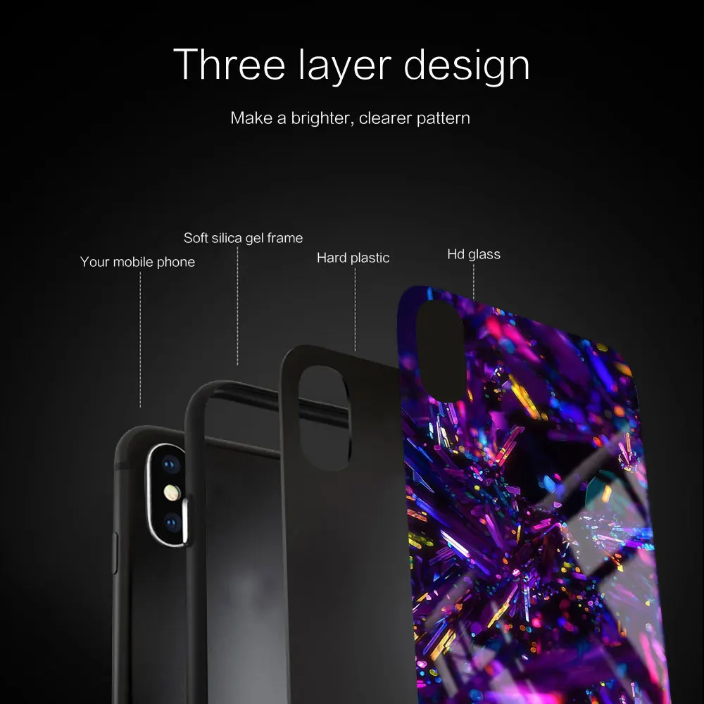 Стеклянный мягкий черный чехол для iPhone 12 11 Pro X XS Max XR 8 7 6 Plus SE 2020 S серебристый
