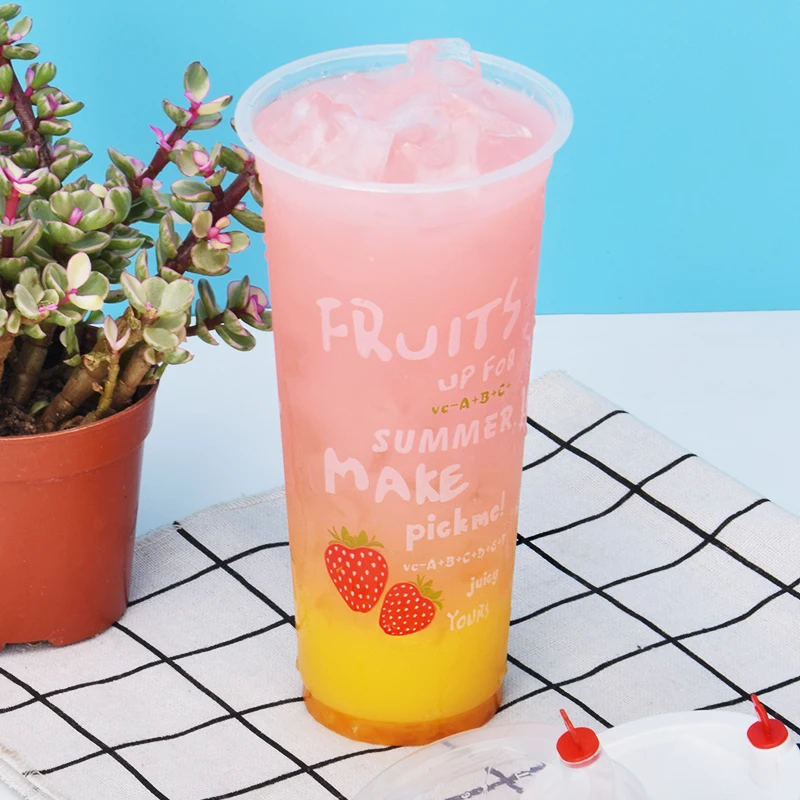 50 шт. прозрачный креативный одноразовый стаканчик для сока 500 мл 700 чашка