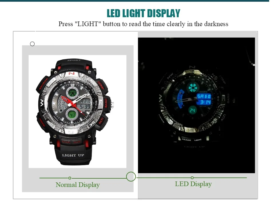 Часы наручные OHSEN Мужские кварцевые цифровые спортивные водонепроницаемые с