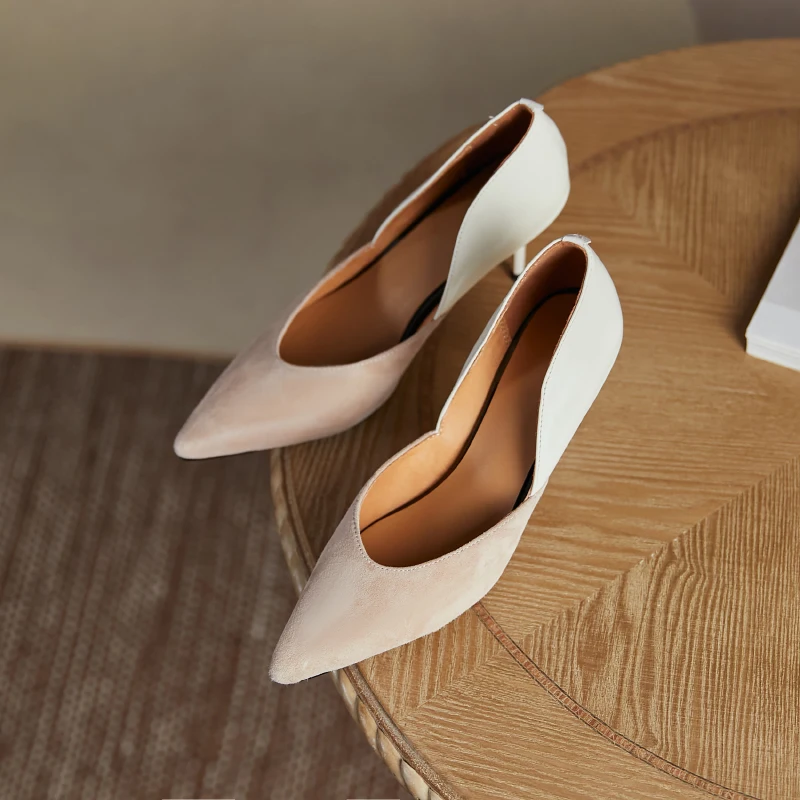 

Wedding Party Shoes For Women Pointed Toe Shoes Woman Genuine Leather thin High Heels Pumps For Girls