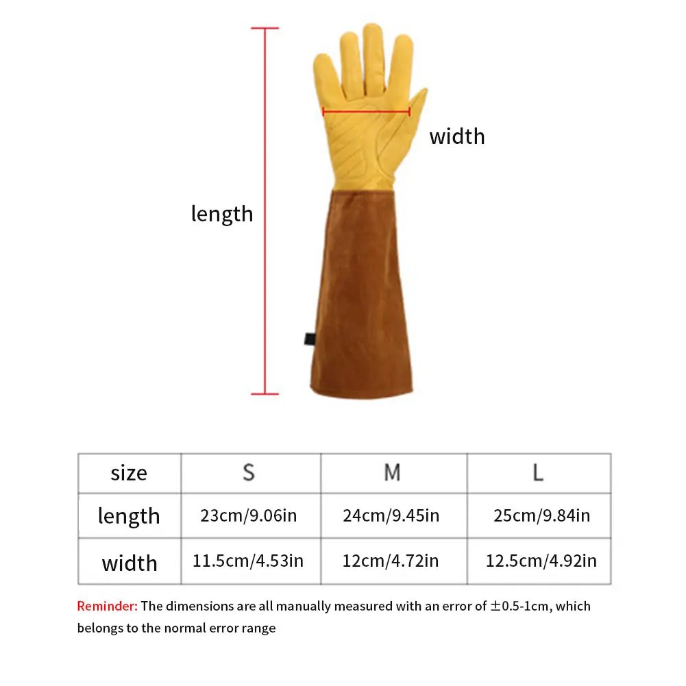 

1Pair Welding Gloves Leather Heat Resistant With High Temperature protection Long Thorn Proof Gardening Oven Gauntlets