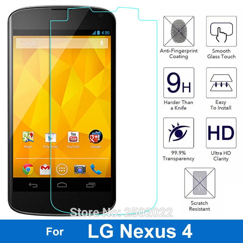 

safety ultra slim explosion proof premium tempered glass film screen protector for lg google nexus 4 e960 anti shatter guard