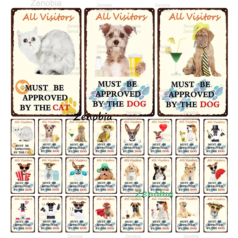 Винтажный металлический знак собака животное все для посещения модульная печать