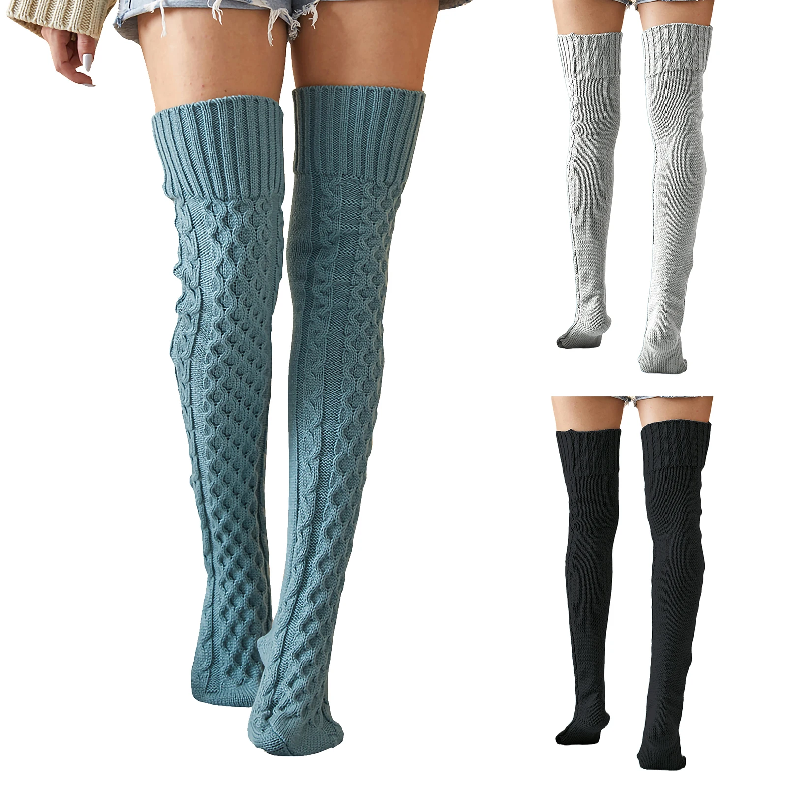 

Женские вязаные чулки Hirigin, однотонные гольфы до колена, длинные носки-трубы на осень и зиму