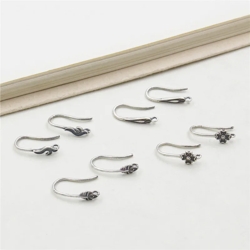 1pair Hot 925 Sterling Silver Handmade Earring Finding Material  Old Leaf Ear Hook DIY Jewelry Making Supplies Accessories