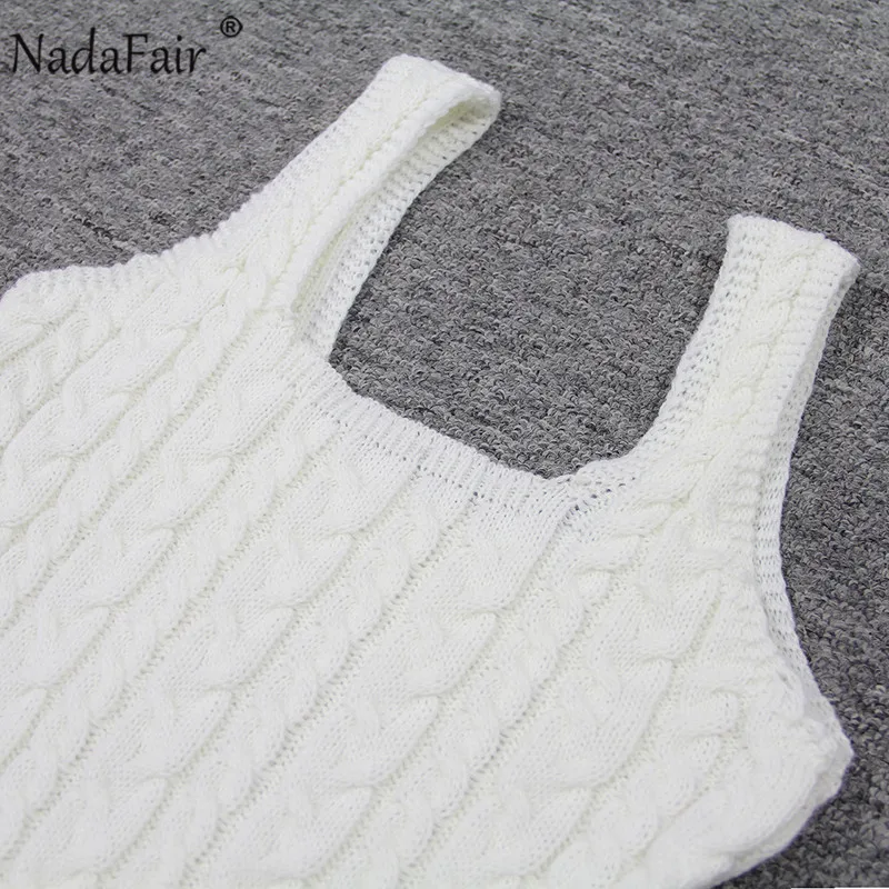 Осеннее Белое Облегающее вязаное платье Nadafair женское сексуальное зимнее базовое