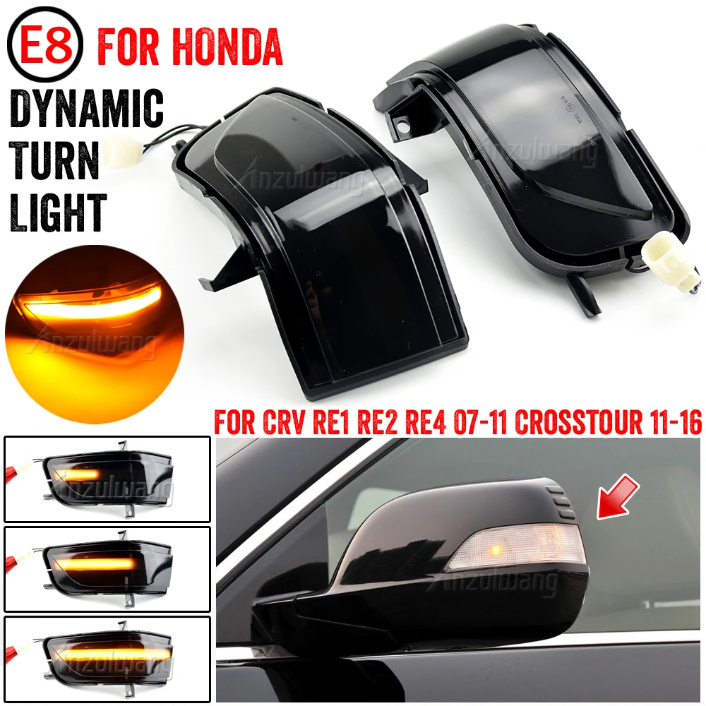 

Dynamic Blinker For Honda CRV III CR-V RE 2007 2010 2011 LED Turn Signal flowing Mirror light Arrow flasher Crosstour 2012-2016