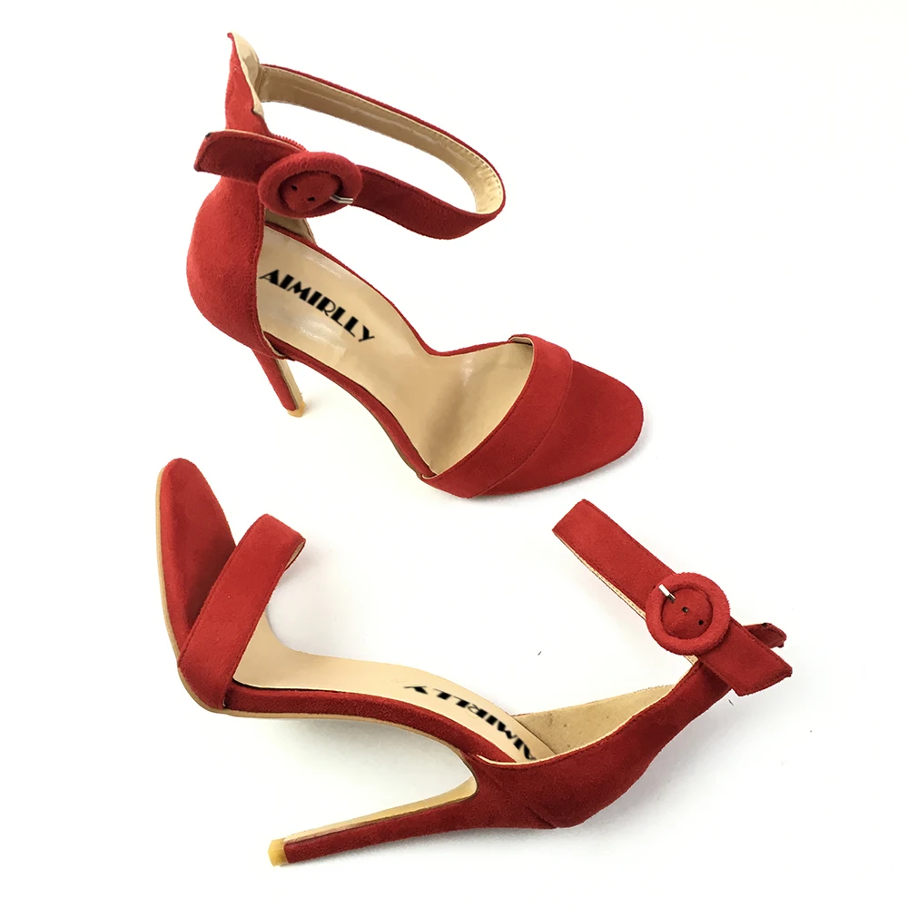 Женские босоножки из искусственной замши с открытым носком на высоком каблуке 12