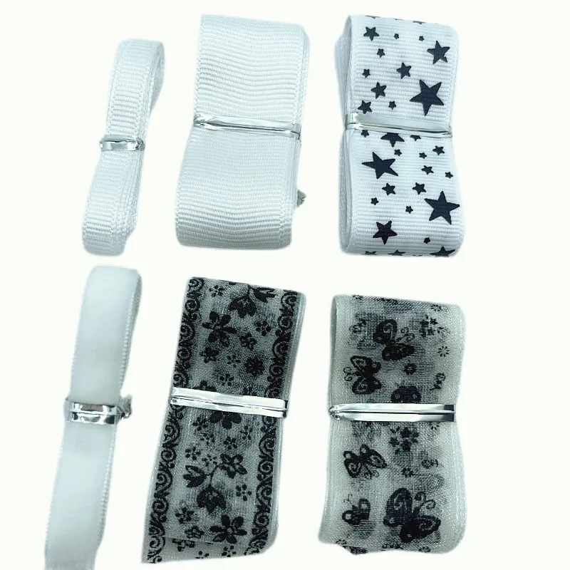 6 ярдов/упаковка, белые ленты, напечатанные на корсаже, атласные ленты в горошек, сердце, звезда, Gingham, бархат для DIY, банты для волос, аксессуары для поделок, G253