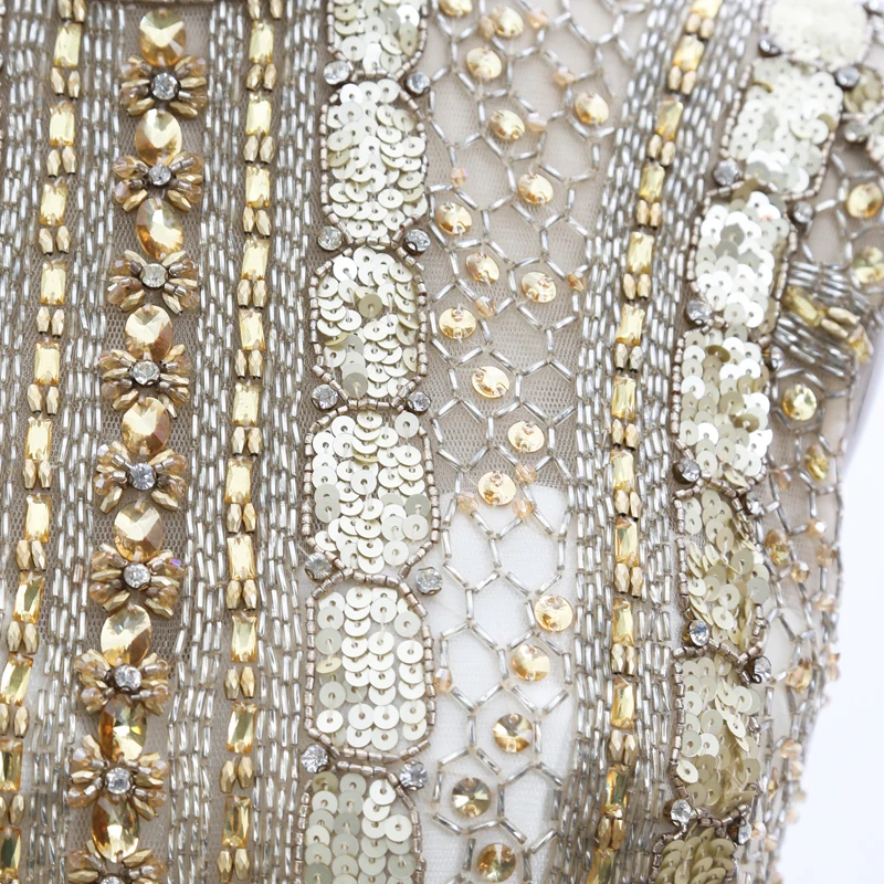 Kisswhite Bridal Stock Clean High Neck Prom Evening Dresses Long Gold Beads Mermaid One Instock 20210223-011