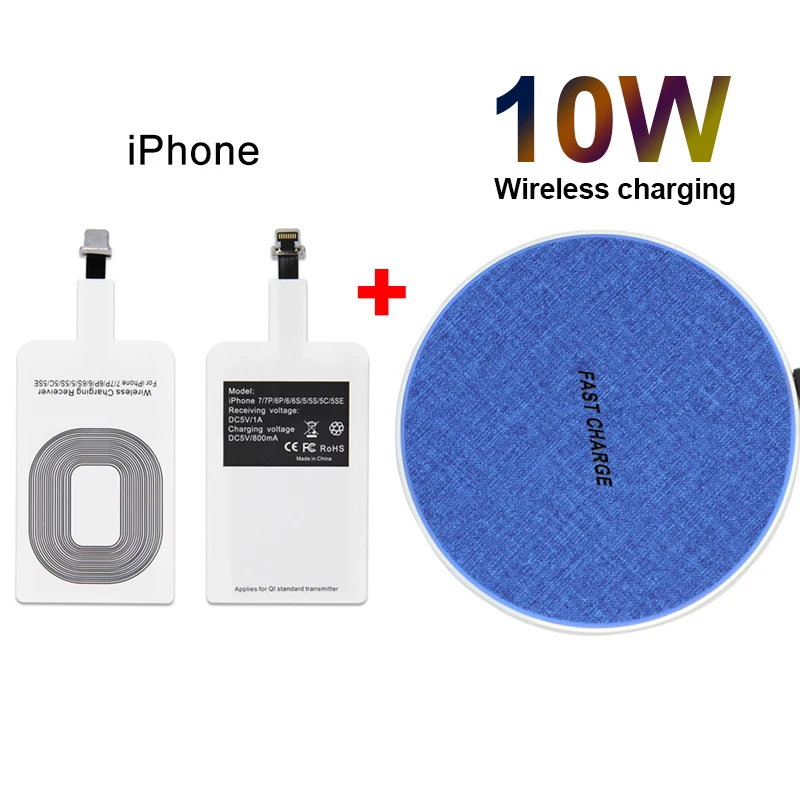 iPhone10W Qi Беспроводное зарядное устройство приемник USB беспроводной зарядный приемник для Android Micro usb type-C мобильный зарядный коврик патч - Тип штекера: iPhone10W