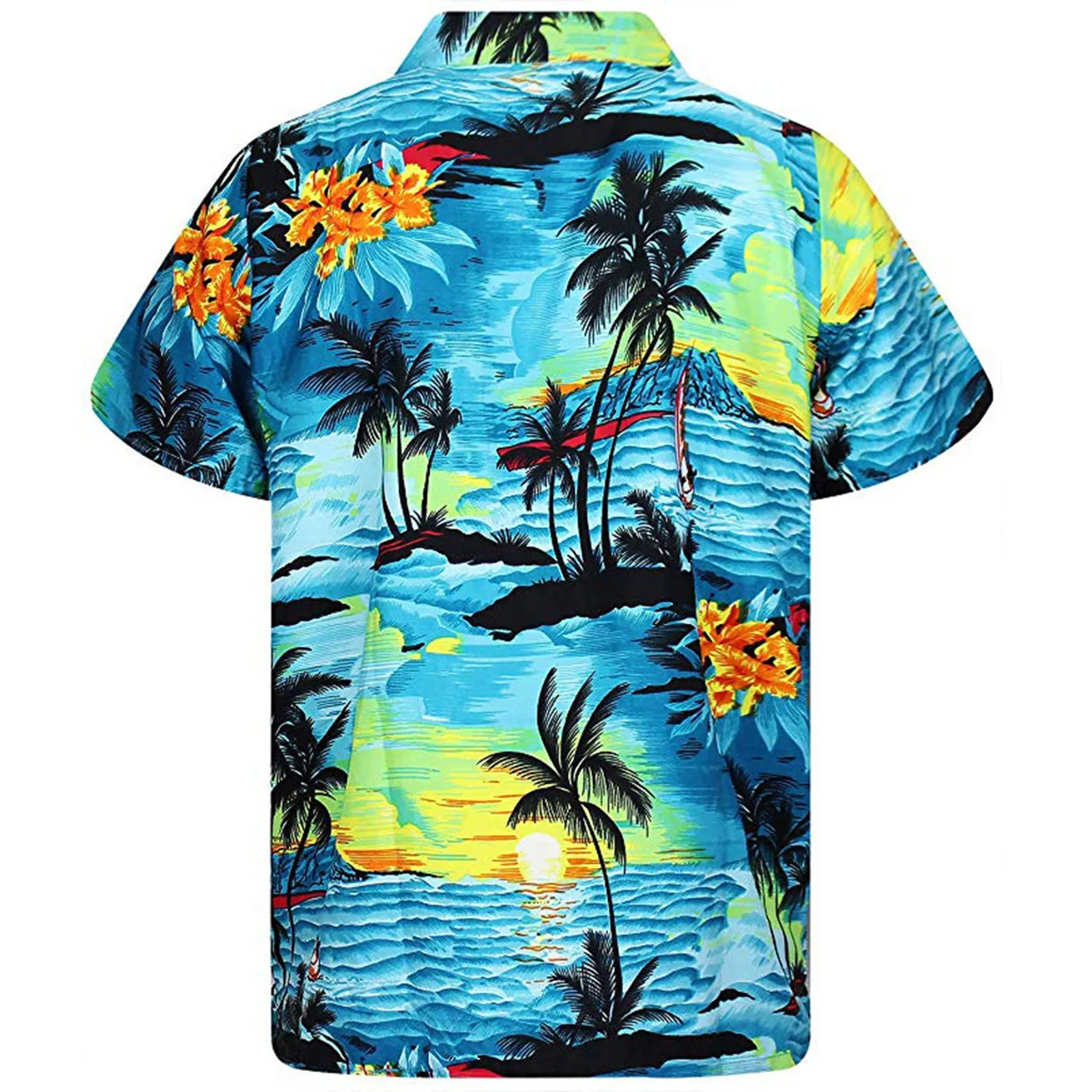 

Hawaiian Beach 3d Print Coconut Tree Men Shirt Casual Button Print Beach Short Sleeve Shirts Summer Plus Size Clothes