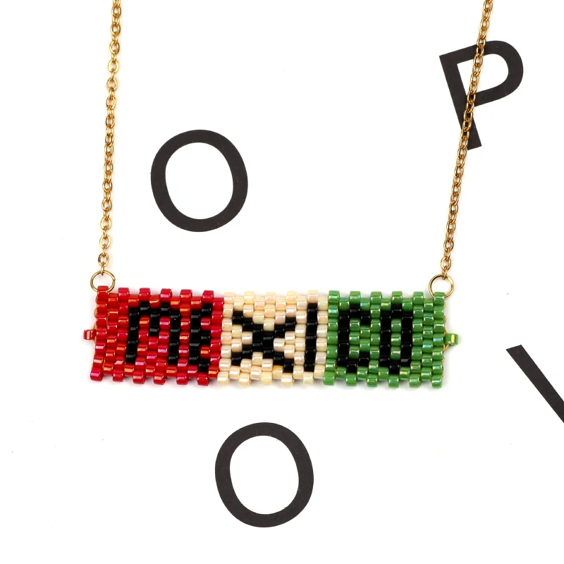 Фото FAIRYWOO новые украшения с надписью ручной работы из бисера мексиканское ожерелье