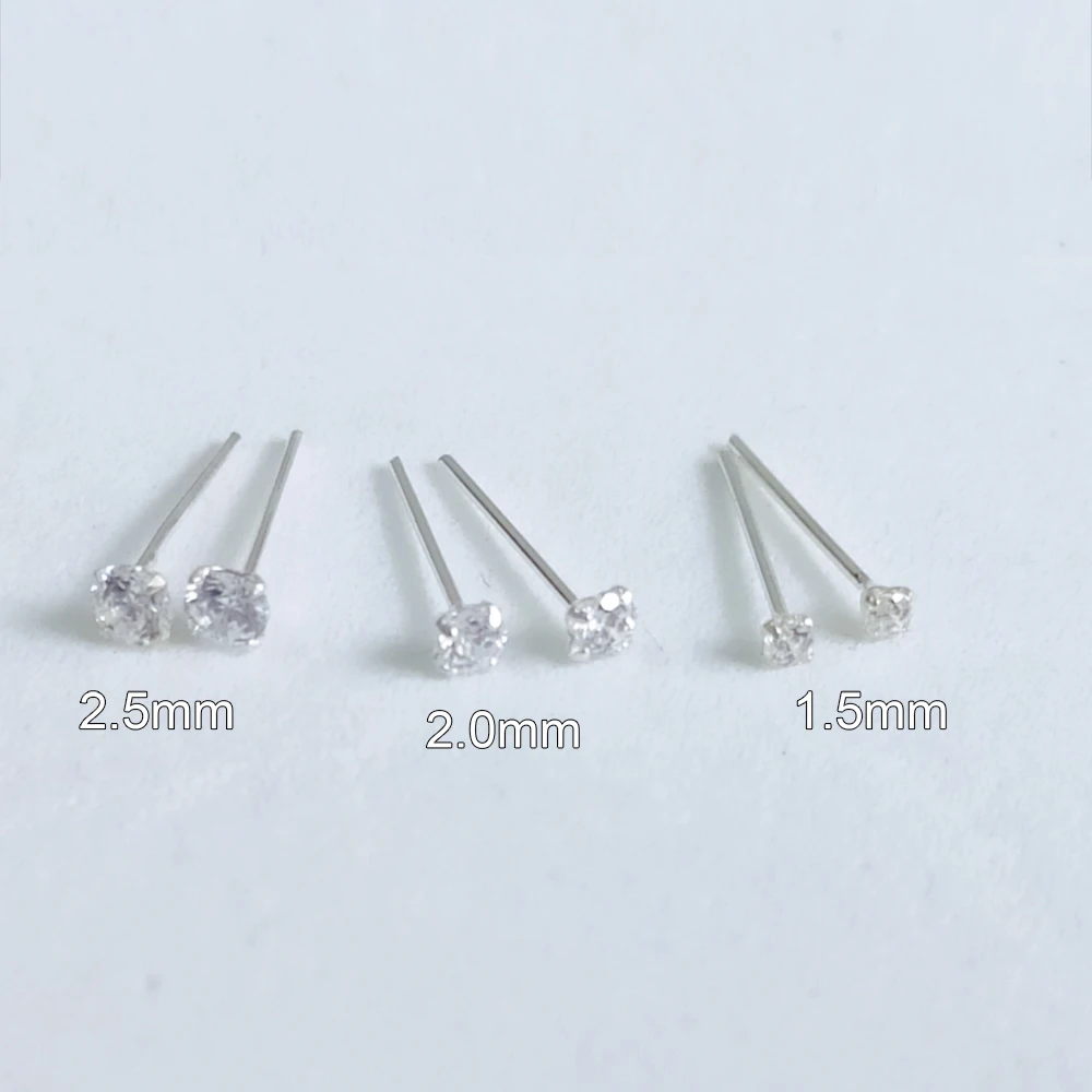 20 штук 925 пробы серебро носа серьги гвоздики круглой кубического циркония нос
