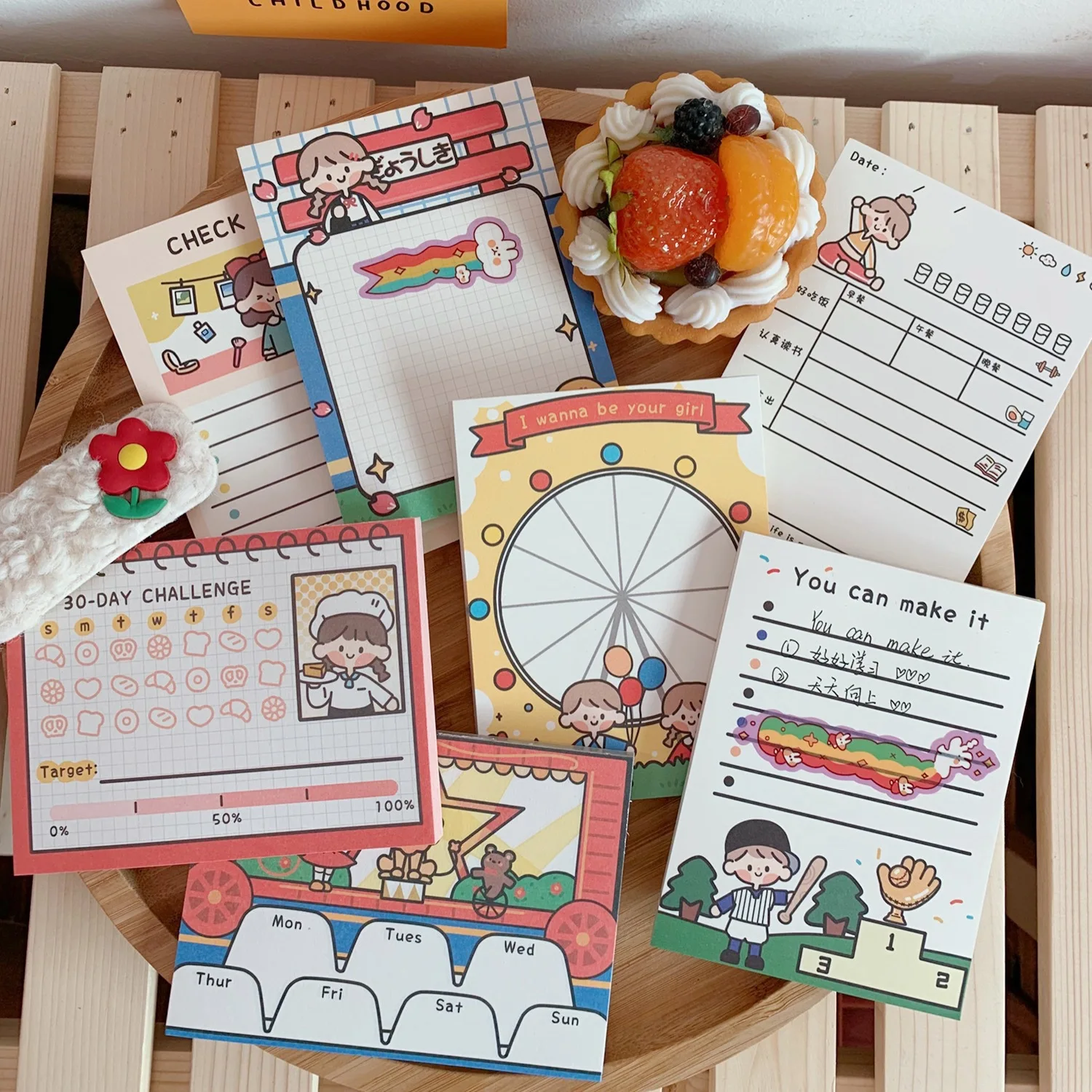 Милый мультяшный блокнот с надписью Bread Girls To Do List 30 Day Challenge Note Paper Kawaii Memo