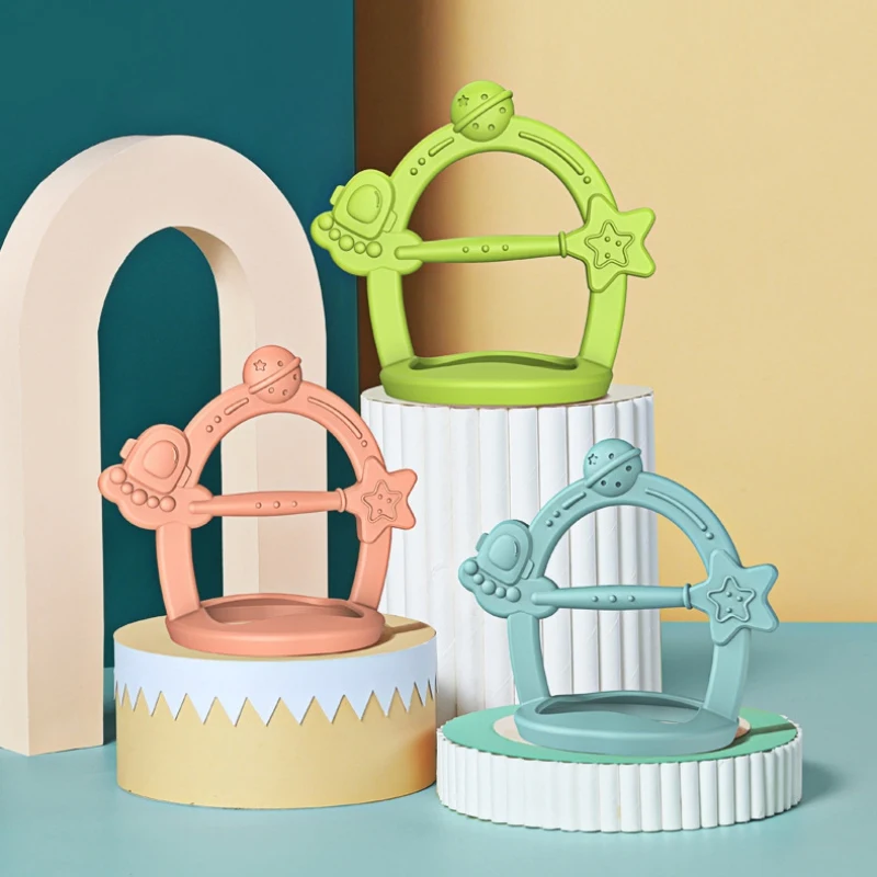 

Newborn Baby Teether Toys Toddle Cute Teething Ring Silicone Toothbrush Nursing Chew Dental Care Safe BPA Free