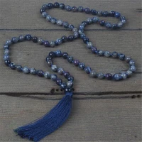 8mm section black flash stone gemstone 108 beads mala necklace energy lucky wrist chain buddhism pray