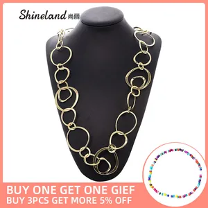 Shineland 2021 Новая Мода Преувеличенные Подвески Длинные цепи металлическое ожерелье Роскошные ювелирные изделия для женщин эффектные панк украшения подарок