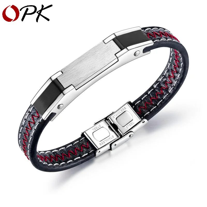 

Cross Border Hot Sale Bracelet, European And American Domineering Personality Men's Leather Stainless Steel Jewelry Br