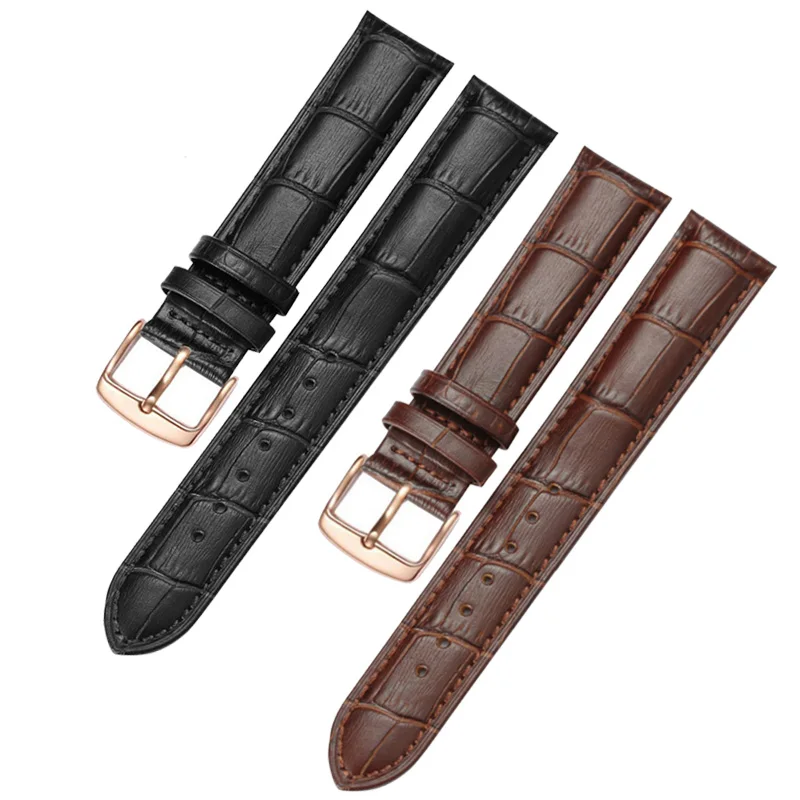 Ремешок кожаный для наручных часов сменный брендовый браслет с пряжкой цвета