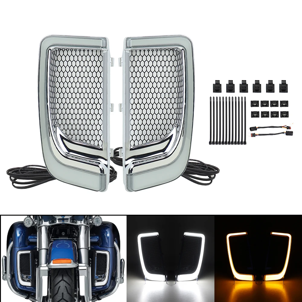 

Motorcycle LED Fairing Lower Grills Light For Harley Touring 14-19 CVO Street Glide Electra Road Tri Glide FLHTK Ultra Limited
