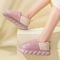 women home plush slippers thick bottom waterproof winter house shoes mens platform indoor slippers couples non slip footwear
