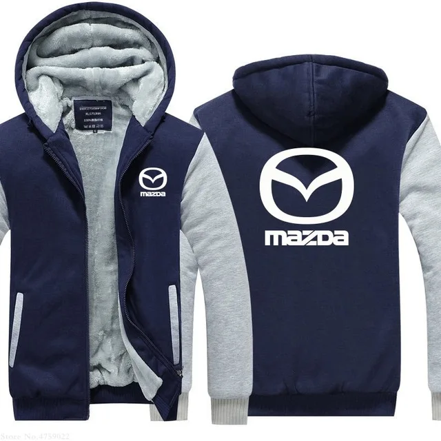 Мужская Флисовая Толстовка с капюшоном и длинными рукавами на молнии для Mazda