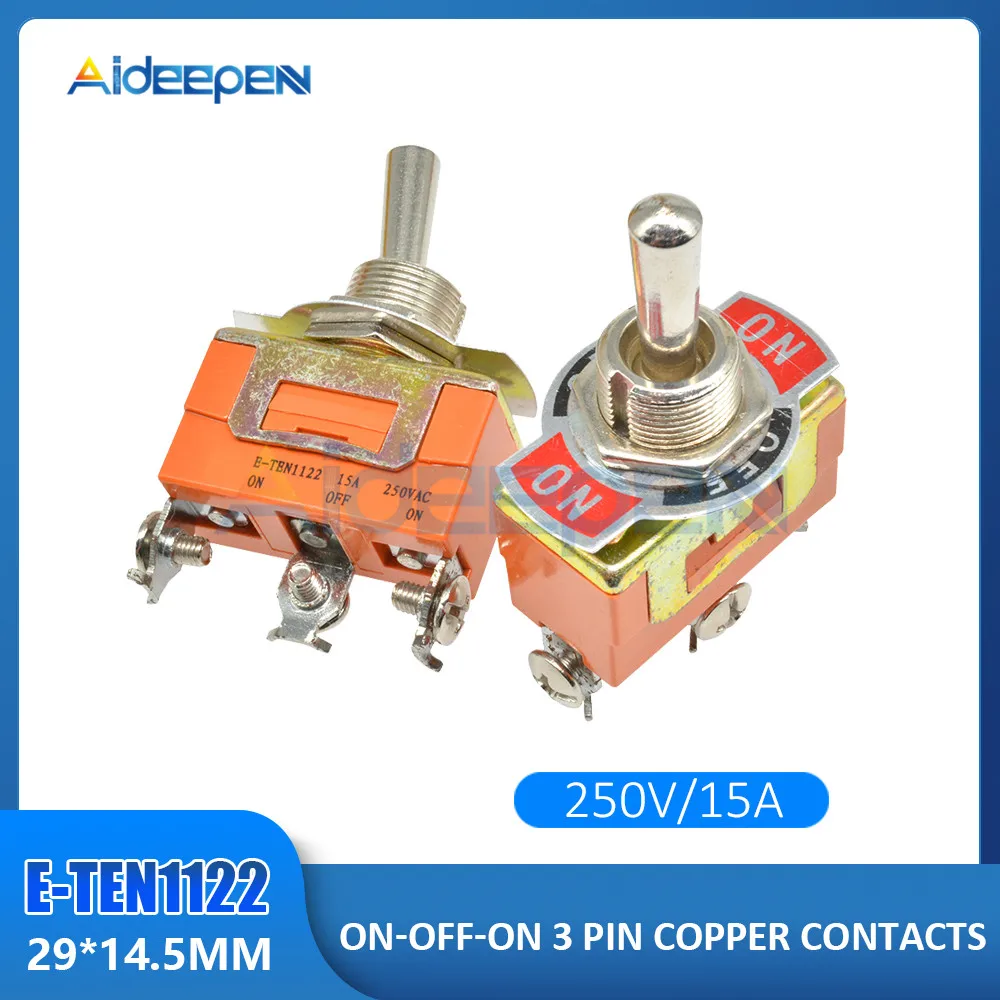 E-TEN1122 E-TEN1122 тумблер 3 терминала ВКЛ-ВЫКЛ-ВКЛ 3 положения 3 Pin Swithes 250 В 15A AC с 12 мм водонепроницаемый колпачки переключателя оранжевый - Цвет: E-TEN1122