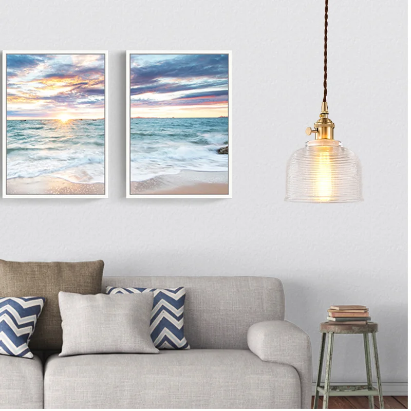 Подвесной светильник из скандинавского стекла с переключателем 5 цветов медный