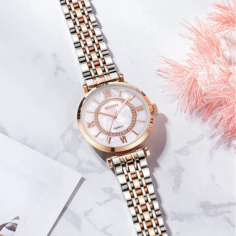 

Women Watches Top Brand Luxury Diamond Ladies Stainless Steel Band Wristwatches Silver Rose Mesh Strap Female Quartz Watch