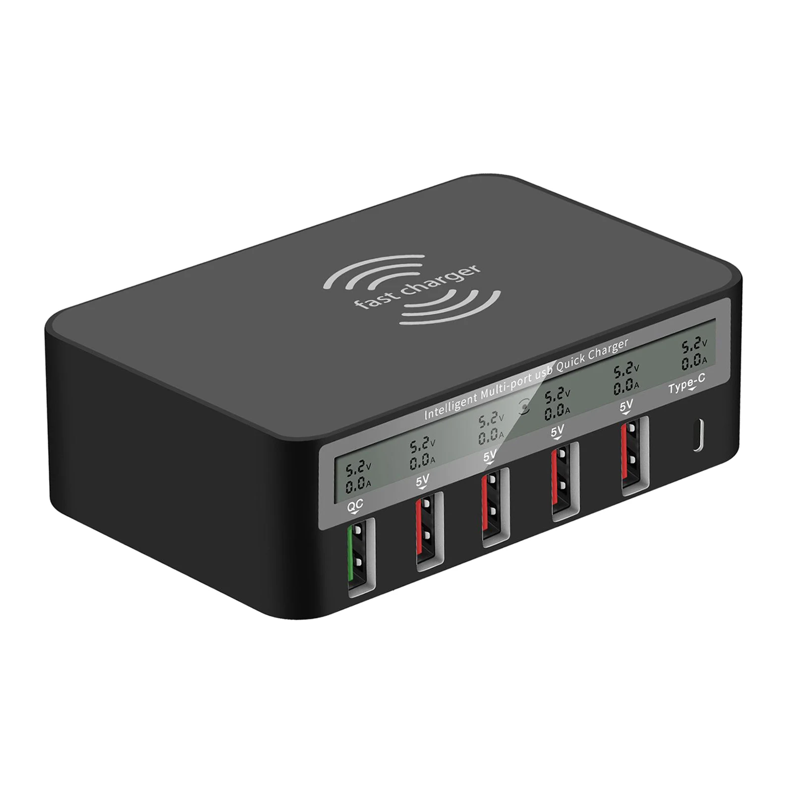 

Зарядная Станция Type-C Qi с 5 USB-портами QC 3,0, док-станция со светодиодным дисплеем для iPhone, Великобритания