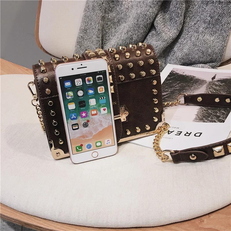 Роскошные женские сумки с заклепками вместительный кошелек высококачественные