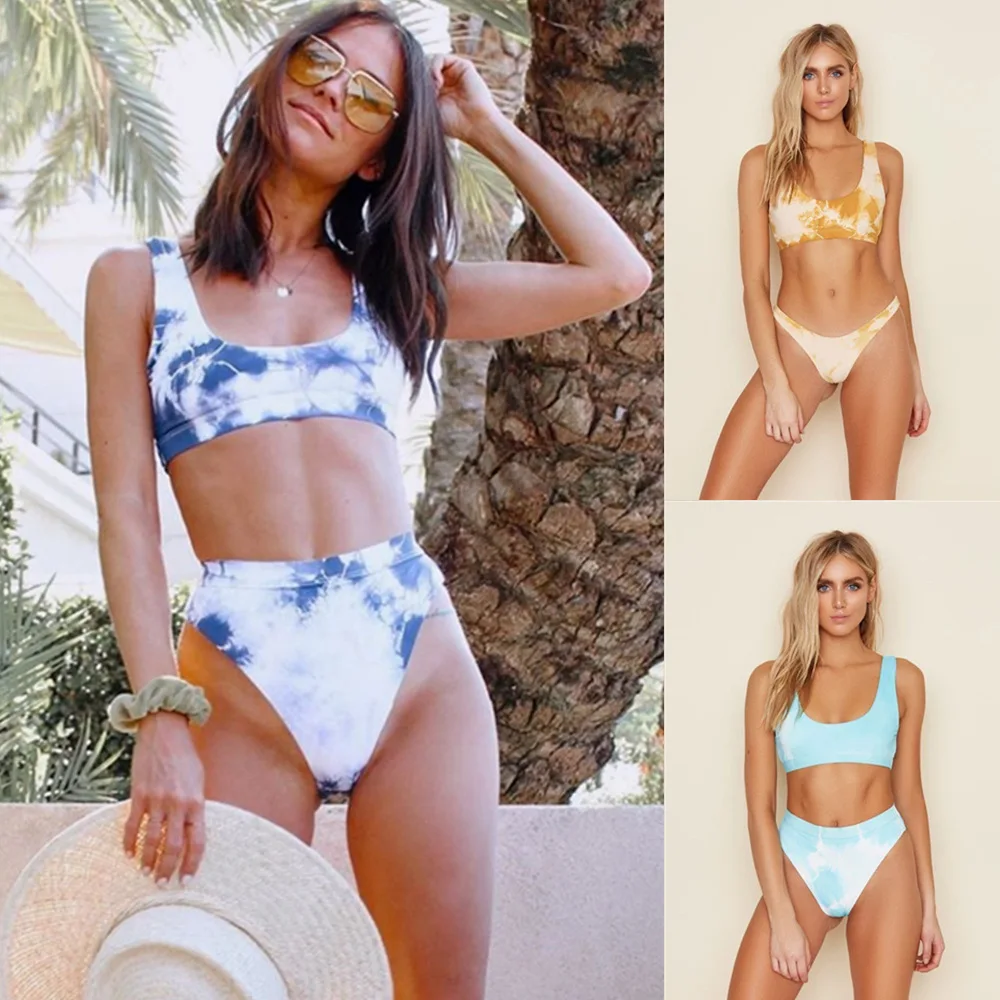 2020 купальник бикини с чернильным принтом маленький прозрачный женский