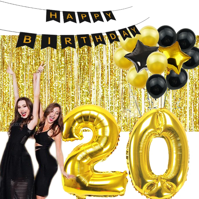 

ZLJQ Birthday Party Decoration Woman Birthday 30 40 50 Number Foil Birthday Balloon Deoration Party Birthday 16 18 20 21 Balloon