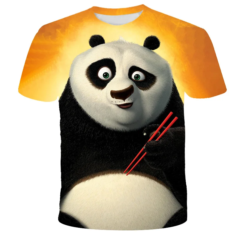 

Animal Panda And Cat T-Shirt 3D Printed Lovely Bird Tee Short Sleeve Summer Tops Children Clothes Boys/Girls Lovely Child Shirt