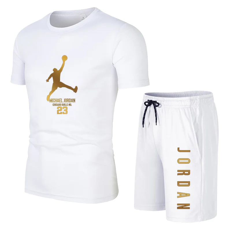 

2021 popular new men's quick-drying T-shirt + sports shorts suit summer high-quality basketball T-shirt sportswear running suit