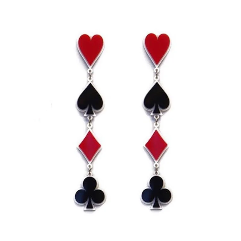 Модные Акриловые Длинные серьги Cpop креативная покерная форма большие