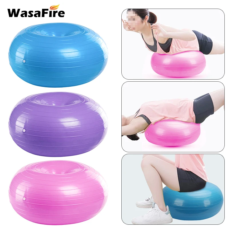

50cm Inflatable Donut Ball Core Training Pilates Yoga Ball Portable Gym Home Fitness Exercise Balance Stability Balls with Pump