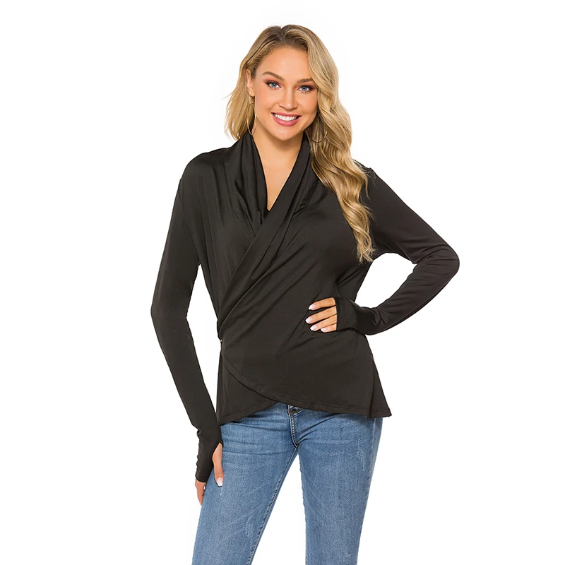 

High Quality 2019 Hot Fashion Elegant women's long-sleeved Loose Leopard Print Solid Color Coat Loose Cardigan Ladies Top