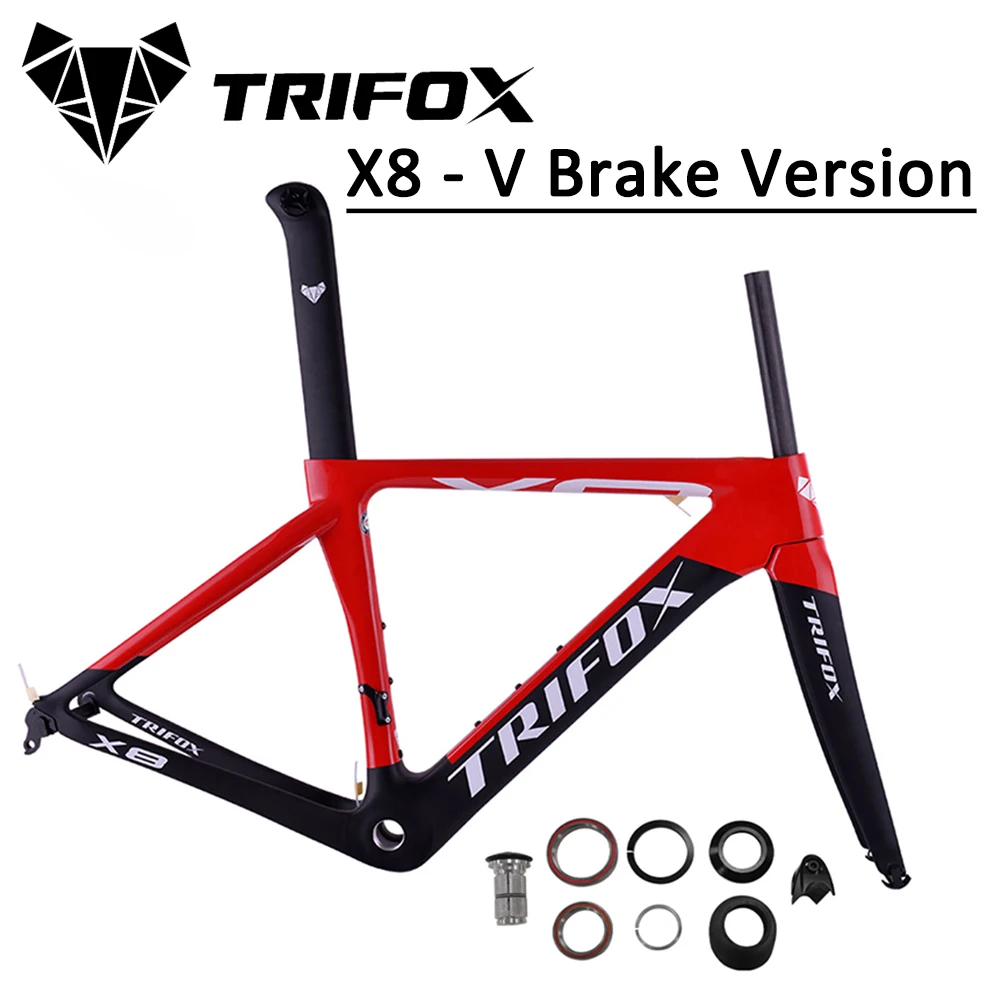 

TRIFOX X8 Full Carbon Fiber Aero Road Bicycle Frameset Bike Frame V Brake 700*25C Di2 Quick Release Fork Seatpost Headset